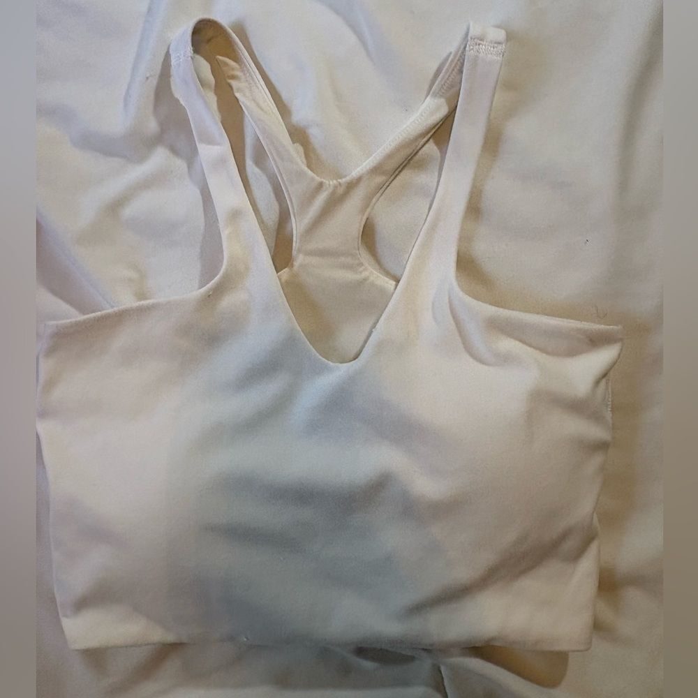 Lululemon White Longline Racerback Sports Bra Built-In Cups XXS/XS